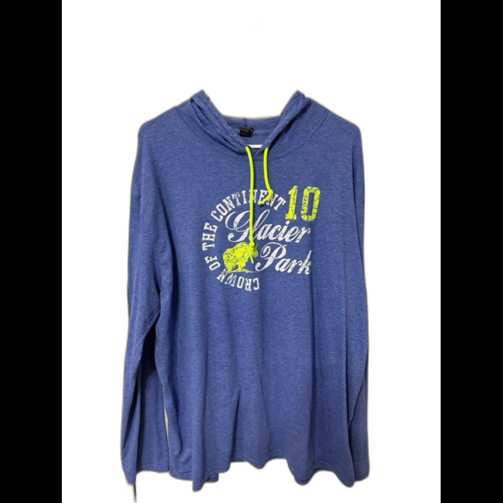 Purple Glacier Park Graphic Hoodie with Neon Accents 2XL- distressed